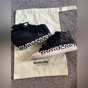 Burberry Black High-Top Kids Sneakers with White-Toe Caps